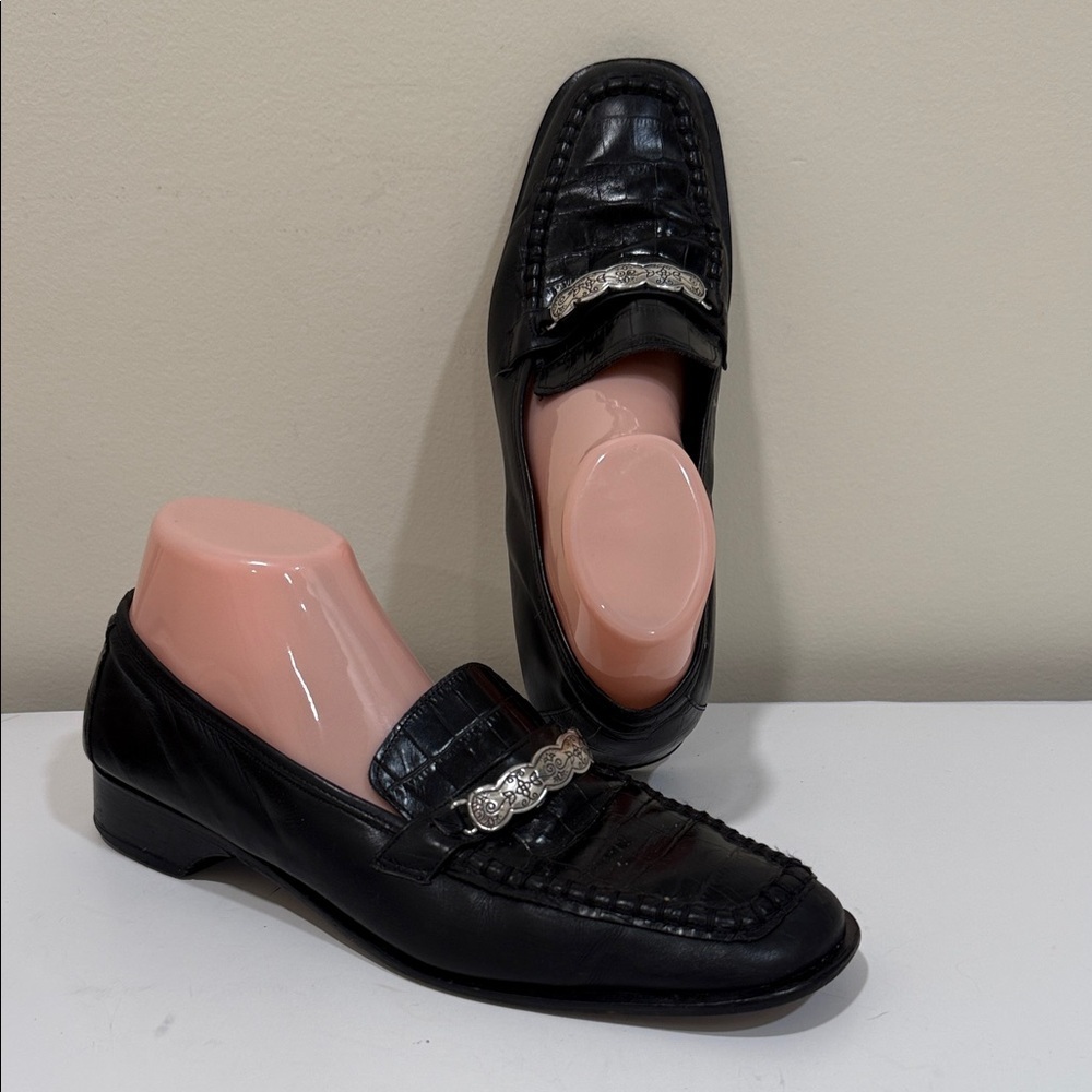 Brighton Black Loafers with Silver Accents - Picture 1 of 7